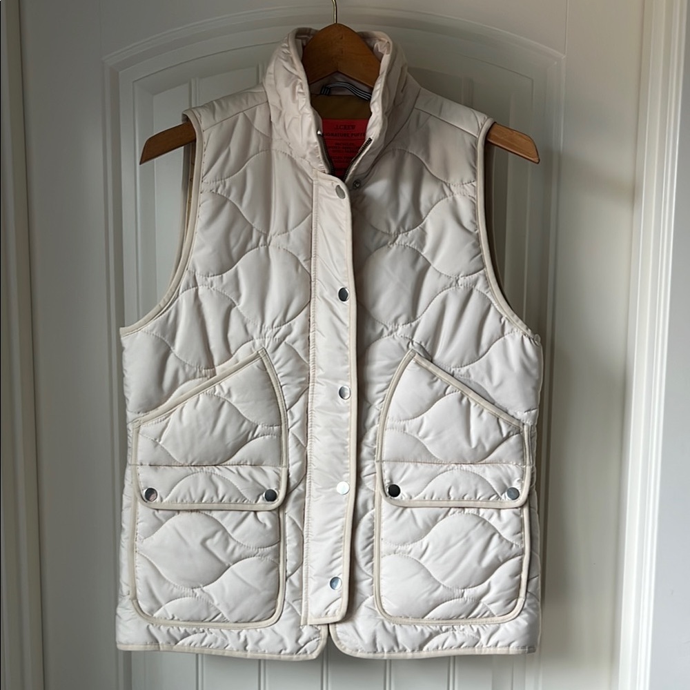 J. Crew Off-White Signature Puffer Vest